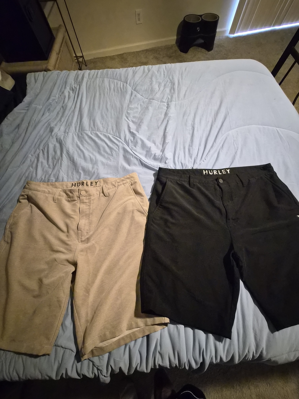 Lot of 2 Hurley Men’s Phantom Hybrid Walkshorts - Size 38 (Tan & Black)